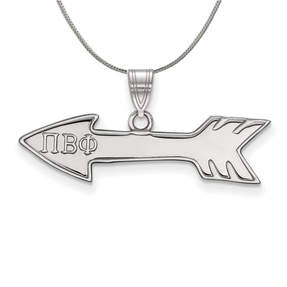 Sterling Silver Pi Beta Phi Small Pendant Necklace - 20 Inch
